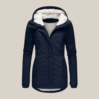 Women's Sherpa-Lined Hooded Quilted Jacket Fleece Winter Coat - Image 1