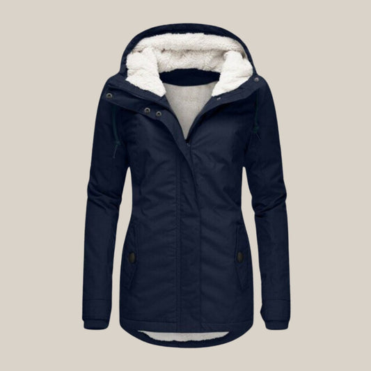Women's Sherpa-Lined Hooded Quilted Jacket Fleece Winter Coat - Image 1