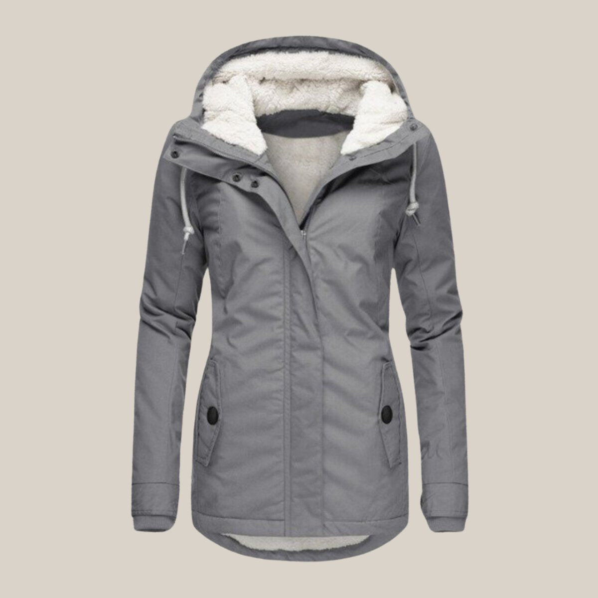Women's Sherpa-Lined Hooded Quilted Jacket Fleece Winter Coat - Image 2