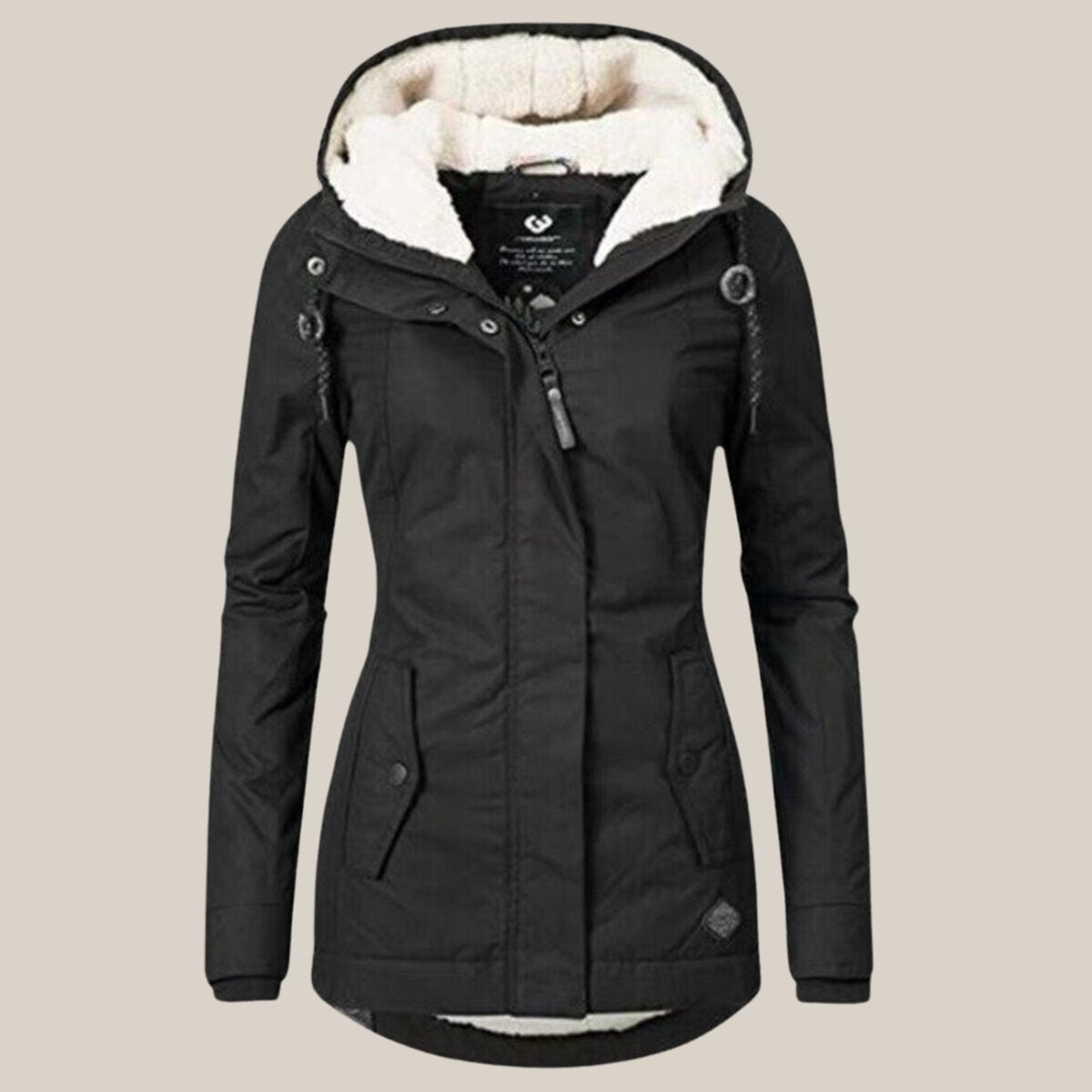 Women's Sherpa-Lined Hooded Quilted Jacket Fleece Winter Coat - Image 3