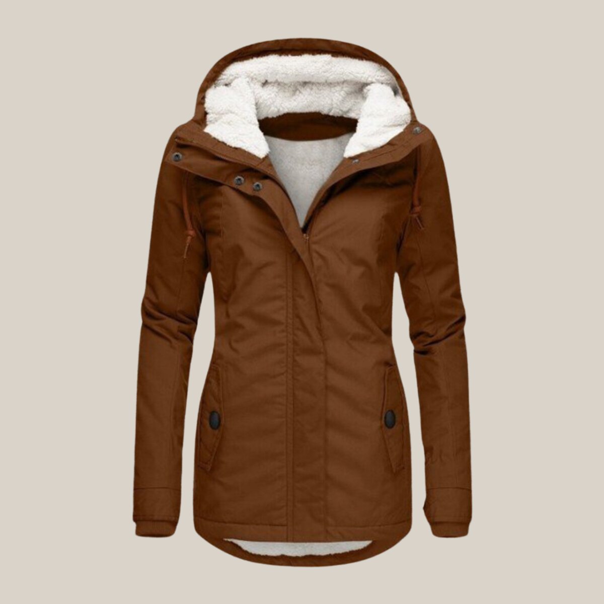 Women's Sherpa-Lined Hooded Quilted Jacket Fleece Winter Coat - Image 5