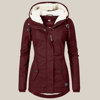 Women's Sherpa-Lined Hooded Quilted Jacket Fleece Winter Coat - Image 8