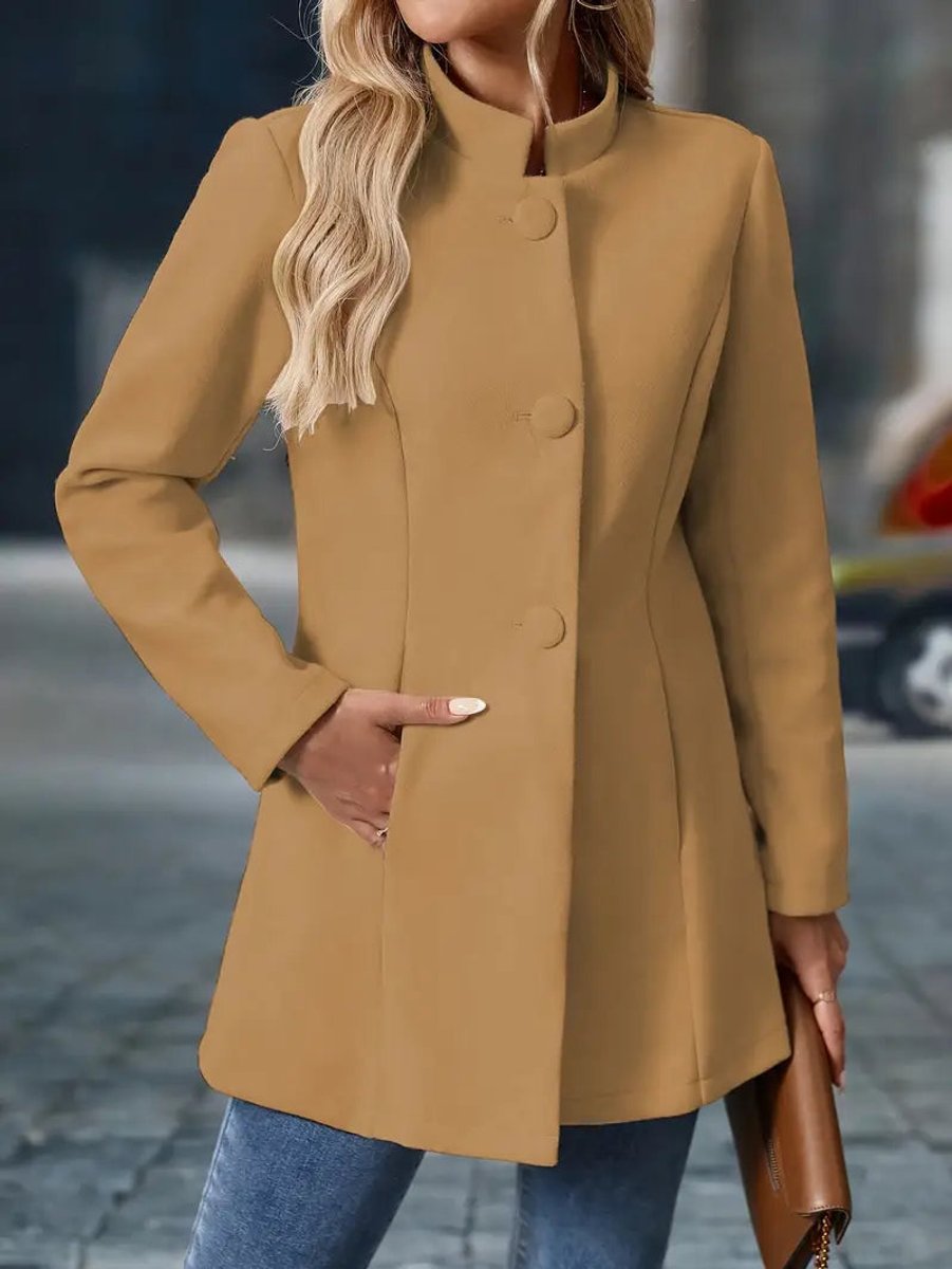 Women's Stand-Collar Button-Front Longline Blazer Coat - Image 12