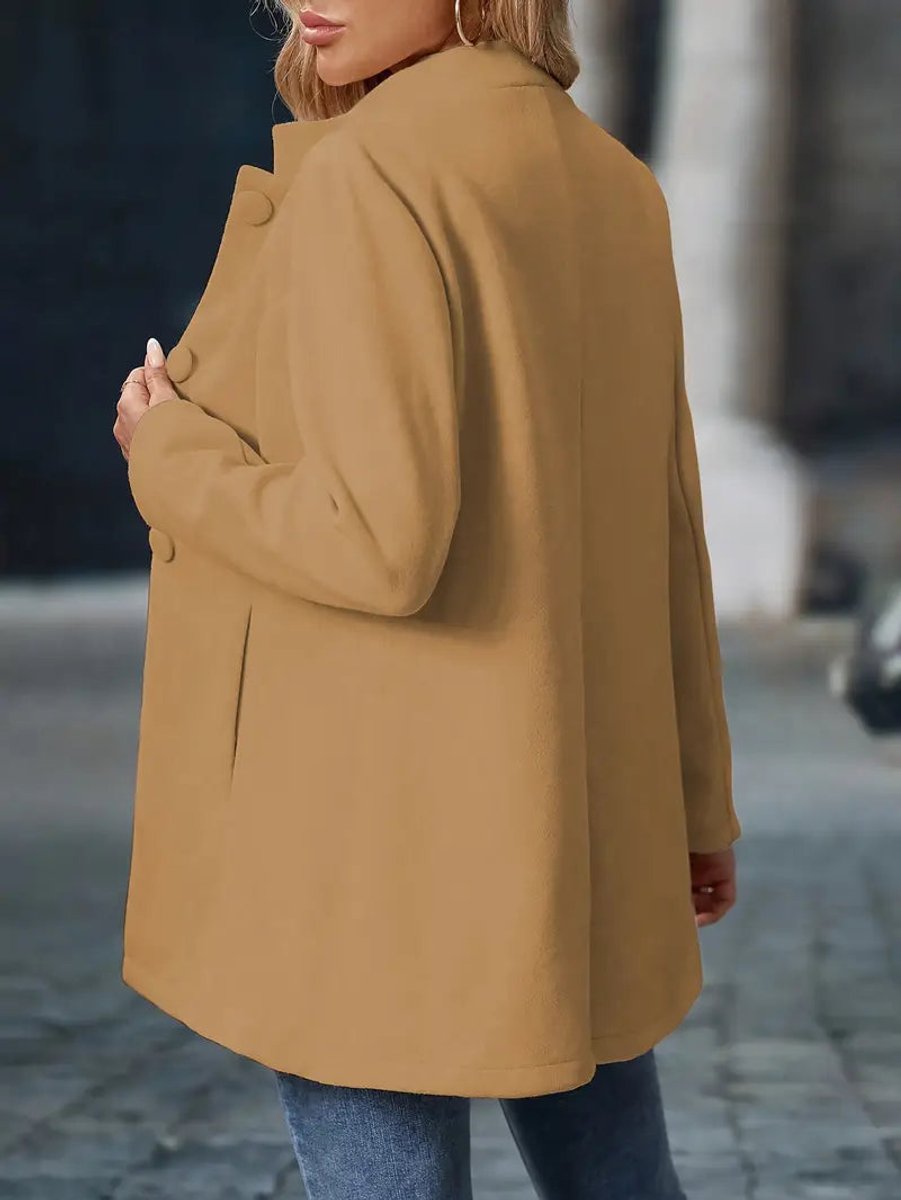 Women's Stand-Collar Button-Front Longline Blazer Coat - Image 4