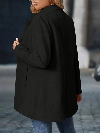 Women's Stand-Collar Button-Front Longline Blazer Coat - Image 7