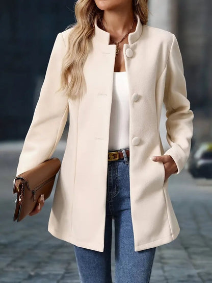 Women's Stand-Collar Button-Front Longline Blazer Coat - Image 9